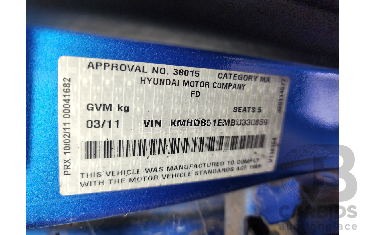 3/2011 Hyundai i30 SX FD MY11 5d Hatchback Blue 2.0L
