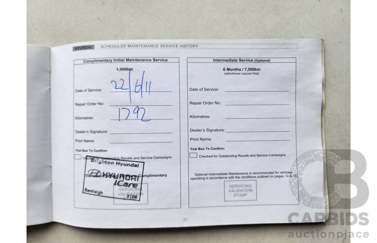 3/2011 Hyundai i30 SX FD MY11 5d Hatchback Blue 2.0L