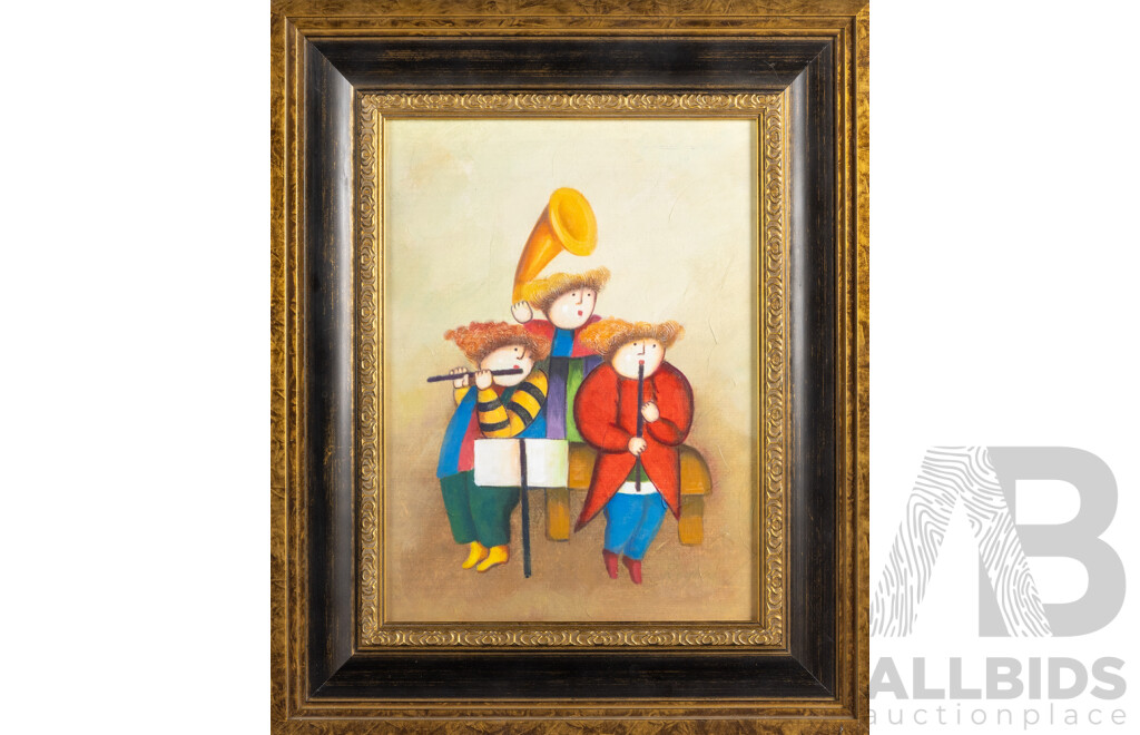 Joyce Roybal, (20th Century, 1955-), Concerto of Three, Oil on Canvas, 57 x 47 cm (frame)