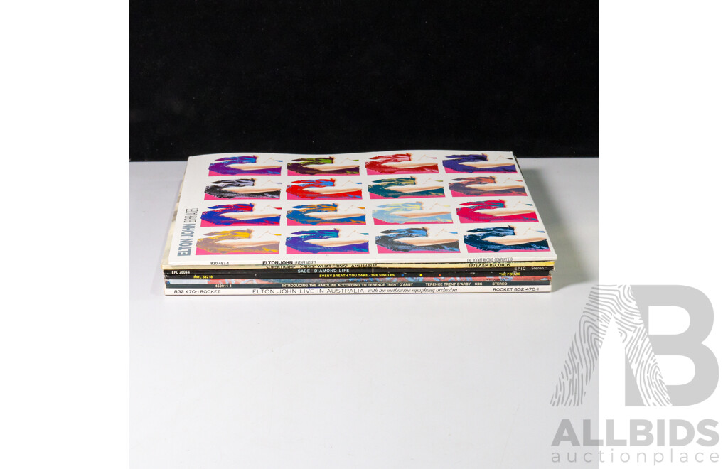 Collection of Seven Popular Music LPs Inc Supertramp, Sade, the Police, Elton John, Crowded House  and More