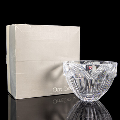 Large Orrefors Cut Crystal Bowl in Original Box