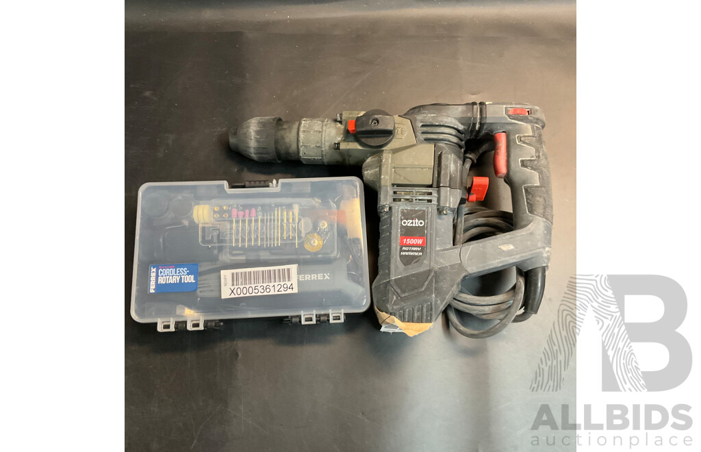 Ozito RHD-1550 Corded Rotary Hammer & Ferrex Cordless Rotary Tool