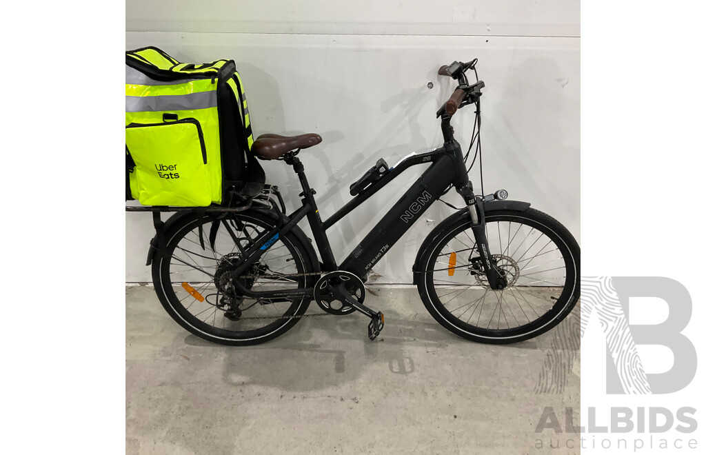 NCM Milano T3s E-Bike with Ubereats Delivery Bag