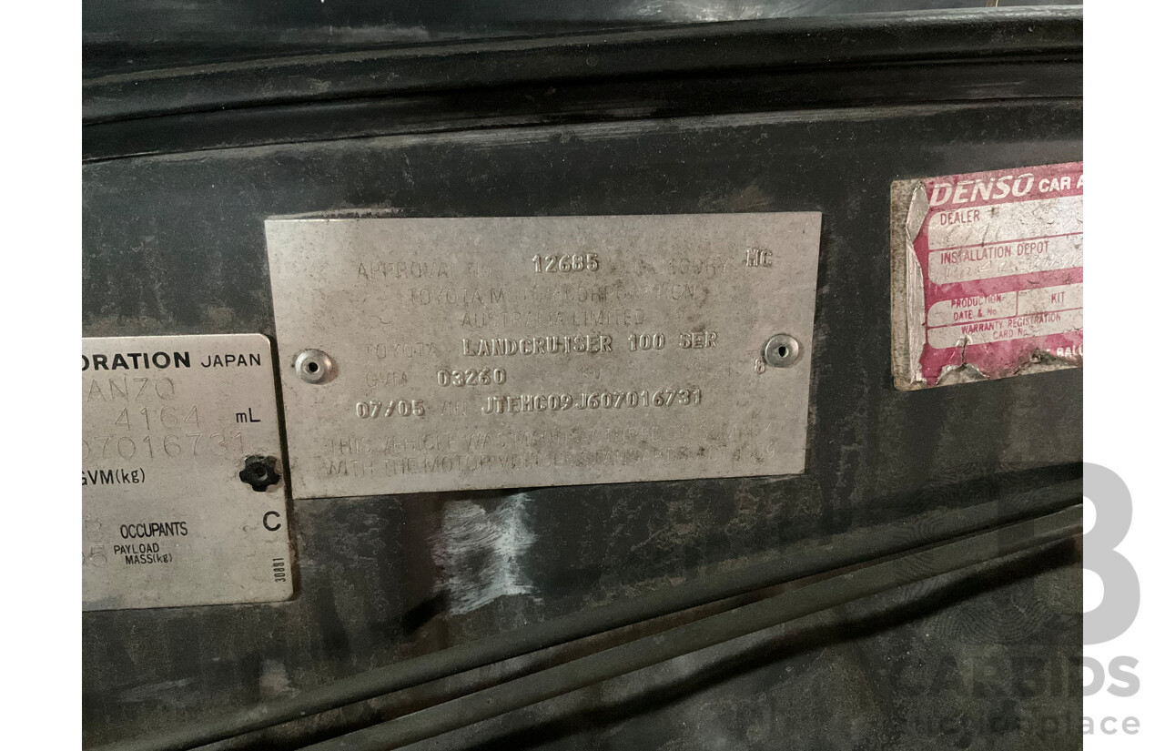 7/2005 Toyota Landcruiser GXL (4x4) HDJ100R Upgrade 4d Wagon Graphite Grey Metallic Turbo Diesel 4.2L