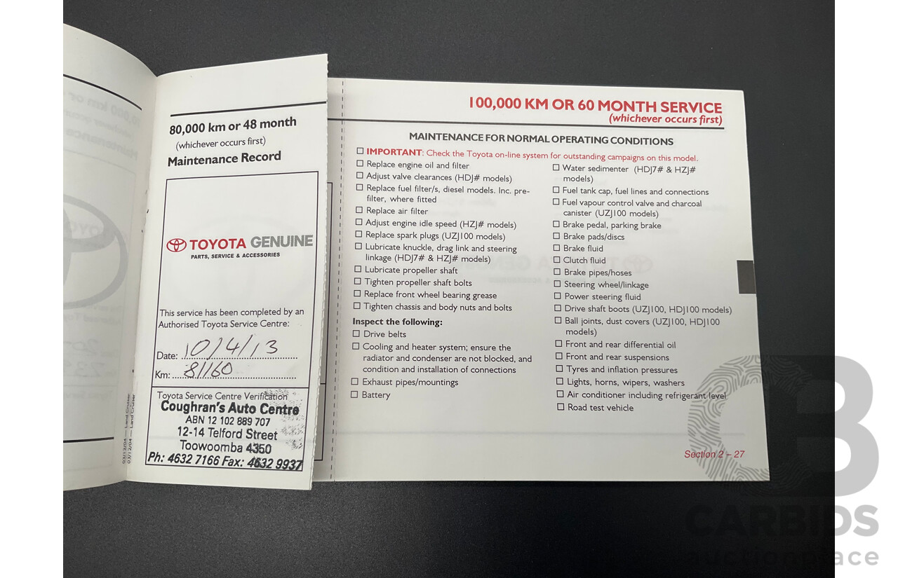 7/2005 Toyota Landcruiser GXL (4x4) HDJ100R Upgrade 4d Wagon Graphite Grey Metallic Turbo Diesel 4.2L