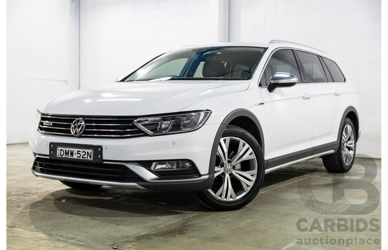 06/2018 Volkswagen Passat Alltrack 140 TDI (AWD) 3C MY18.5 4d Wagon Pure White Turbo Diesel 2.0L
