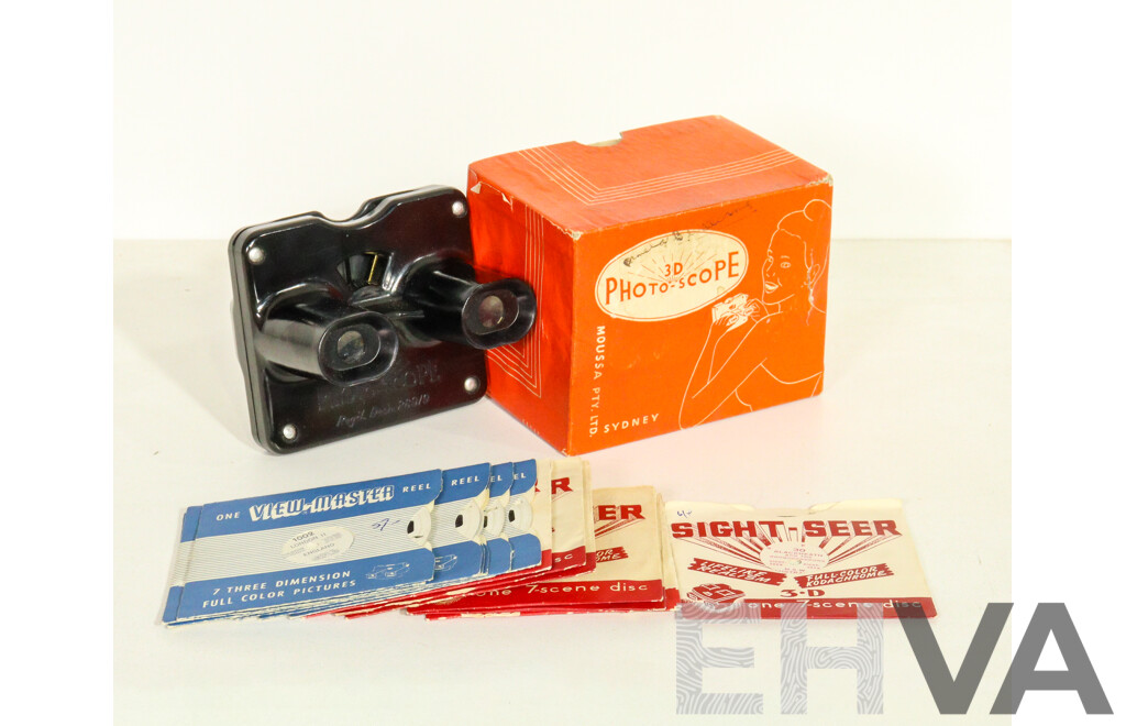 Boxed Photo-Scope View-Master 3-D Viewer C1950 with 15 Scenic Reels