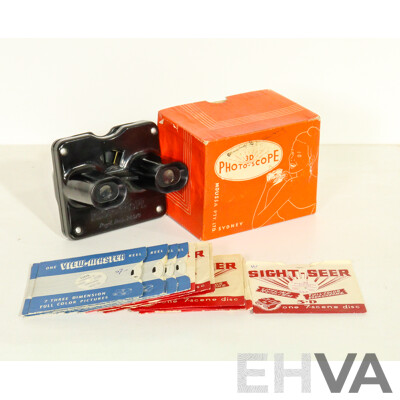 Boxed Photo-Scope View-Master 3-D Viewer C1950 with 15 Scenic Reels