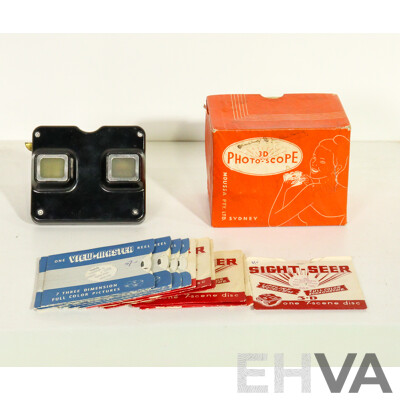 Boxed Photo-Scope View-Master 3-D Viewer C1950 with 15 Scenic Reels