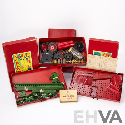 Meccano Vintage Accessory Outfits 4A, 5A, and 6A in Original Boxes