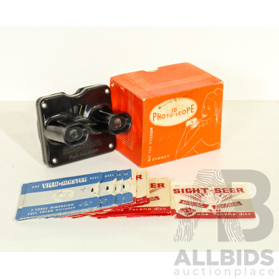 Boxed Photo-Scope View-Master 3-D Viewer C1950 with 15 Scenic Reels