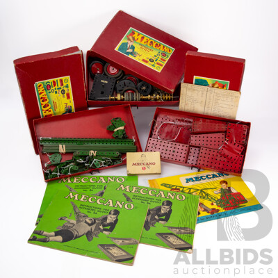 Meccano Vintage Accessory Outfits 4A, 5A, and 6A in Original Boxes