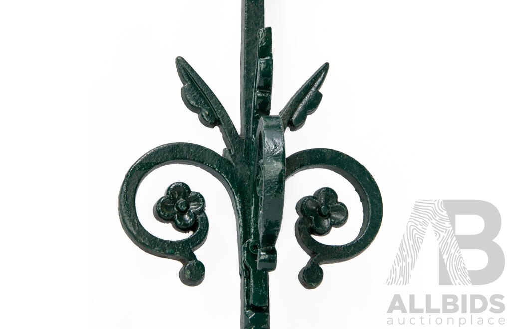 Antique Cast Iron Fence Post Finial with Floral Scrolls