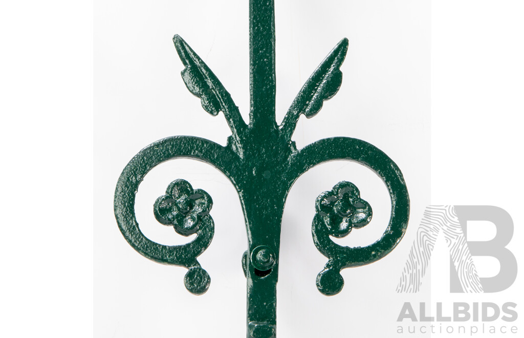 Antique Cast Iron Fence Post Finial with Floral Scrolls