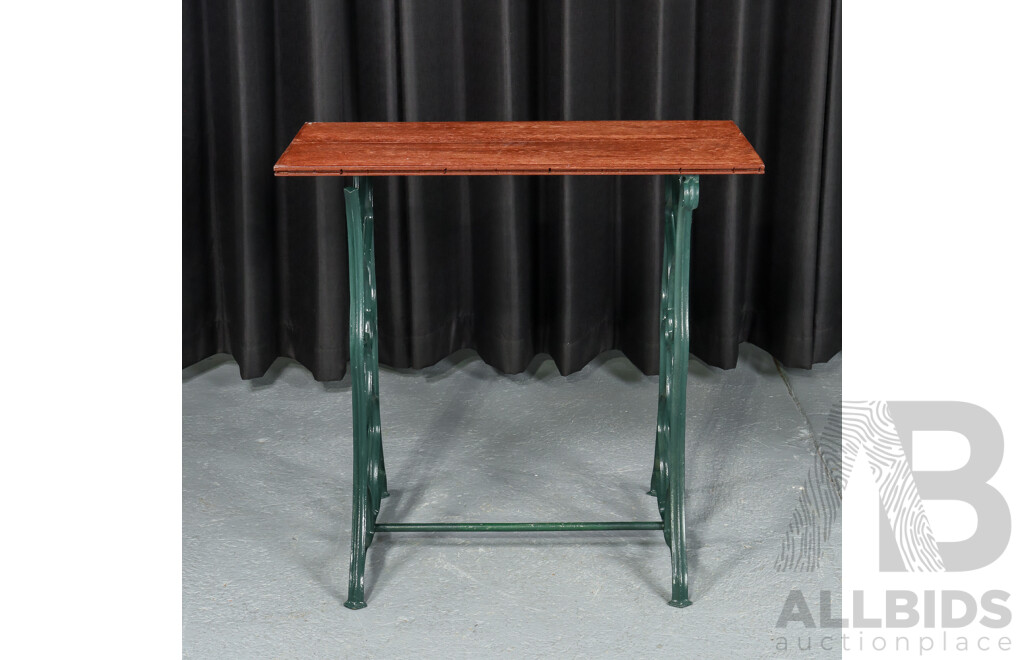 Timber Top Garden Table with Cast Alloy Base
