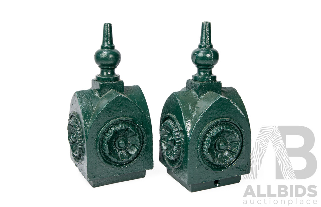 Pair of Victorian Cast Iron Post Finials