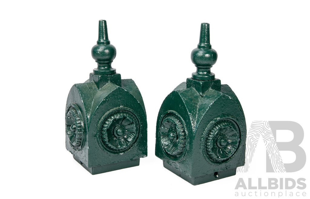 Pair of Victorian Cast Iron Post Finials