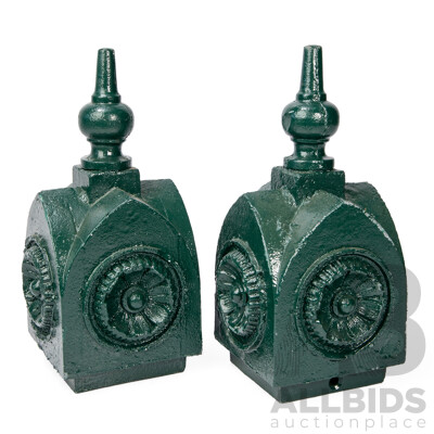 Pair of Victorian Cast Iron Post Finials