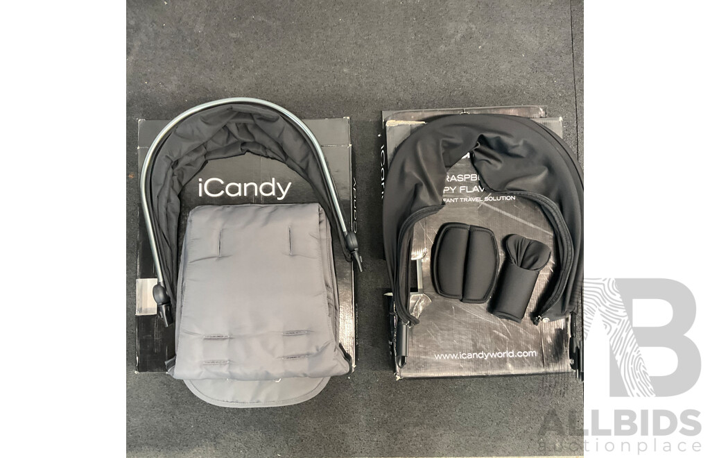 ICANDY Rasberry Canopy Flavour Pack (Grey) and Strawberry Flavour Pack (Black) - Lot of 2