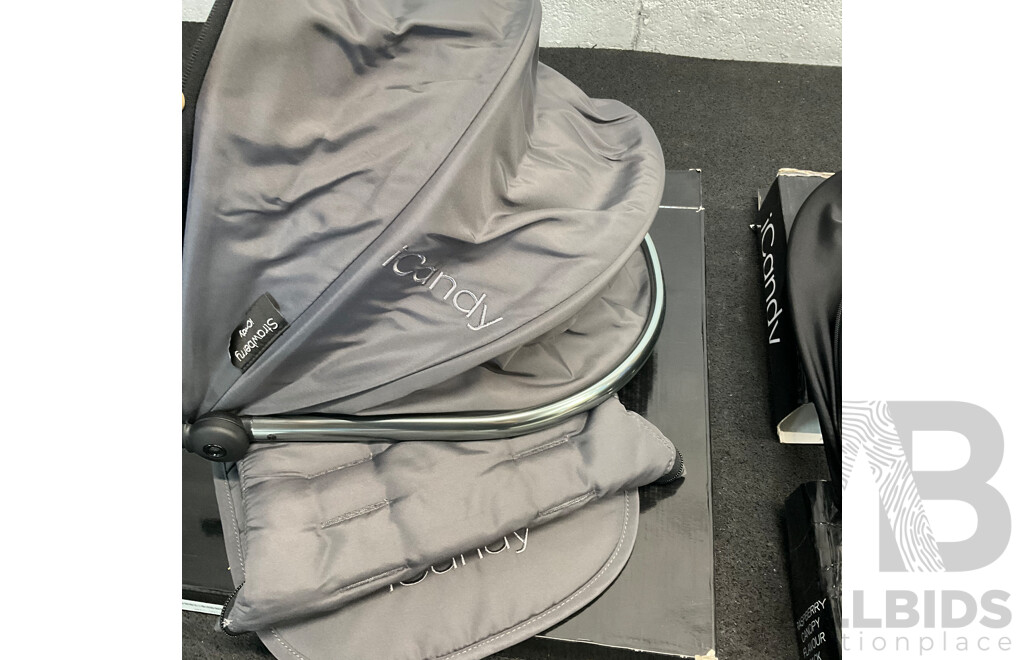 ICANDY Rasberry Canopy Flavour Pack (Grey) and Strawberry Flavour Pack (Black) - Lot of 2