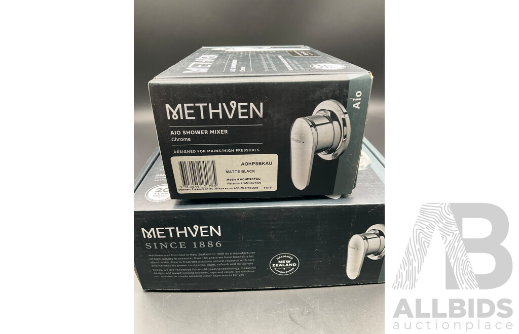 METHVEN Aio Shower Mixer - Matte Black - Lot of 3