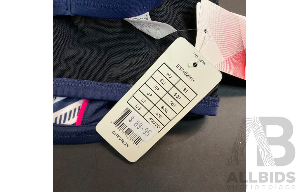 Elomi Swim Chevron Top & Hight Waist Briefs - Various Sizes - Lot of 11