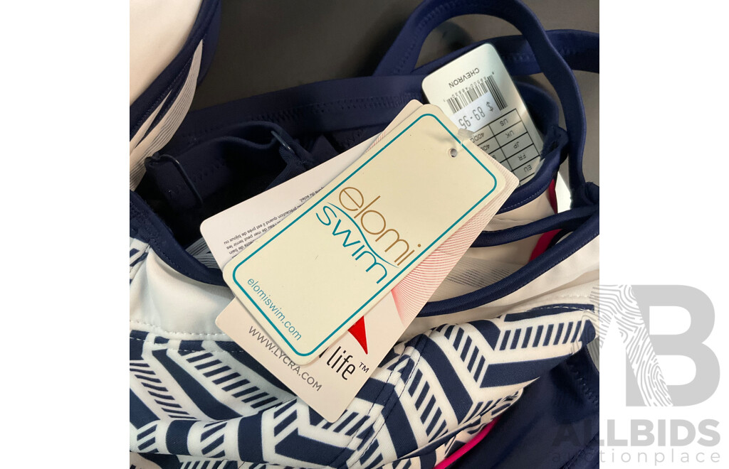 Elomi Swim Chevron Top & Hight Waist Briefs - Various Sizes - Lot of 11