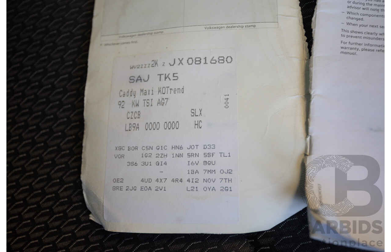 04/2018 Volkswagen Caddy Maxi Trendline TSI220 2K MY18 4D Wagon White Turbo 1.4L - 7 seats