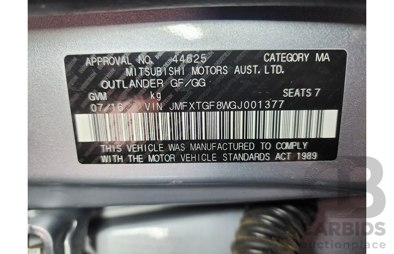 7/2016 Mitsubishi Outlander XLS (4x4) ZK MY16 4d Wagon Silver 2.4L