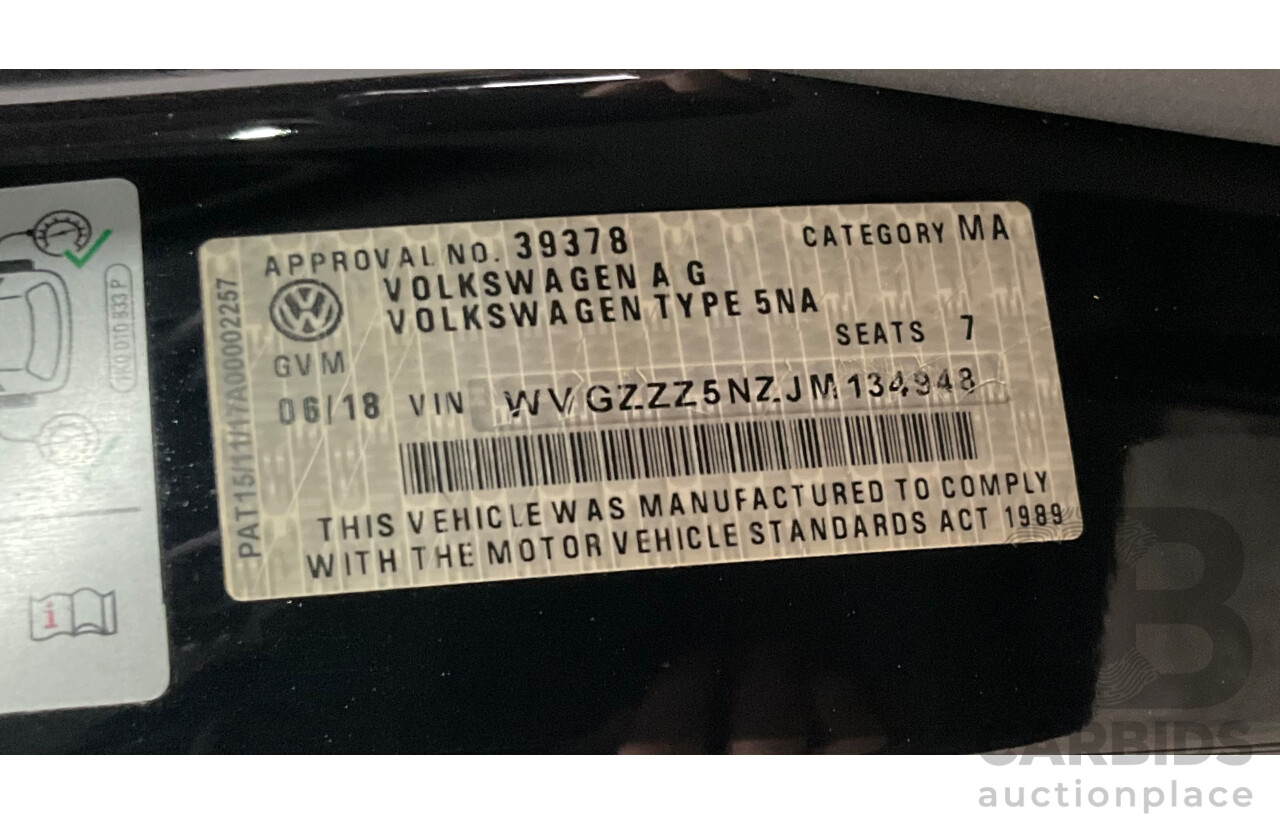 06/2018 Volkswagen Tiguan Allspace 132 TSI Comfortline (FWD) 5NA MY18 4d Wagon Deep Black Pearl Turbo 2.0L - 7 Seater