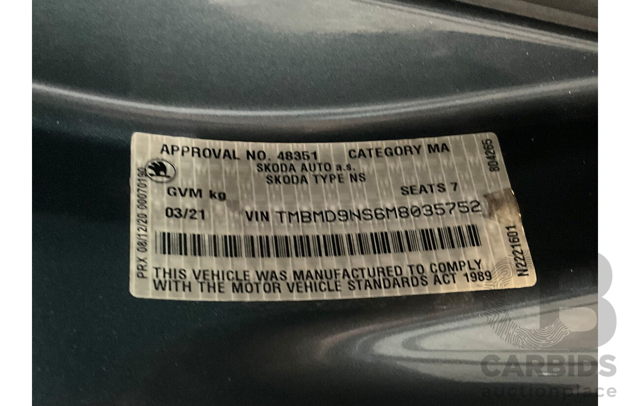 03/2021 Skoda Kodiaq 132 TSI Sportline (4x4) NS MY21 4d Wagon Graphite Grey Metallic Turbo 2.0L