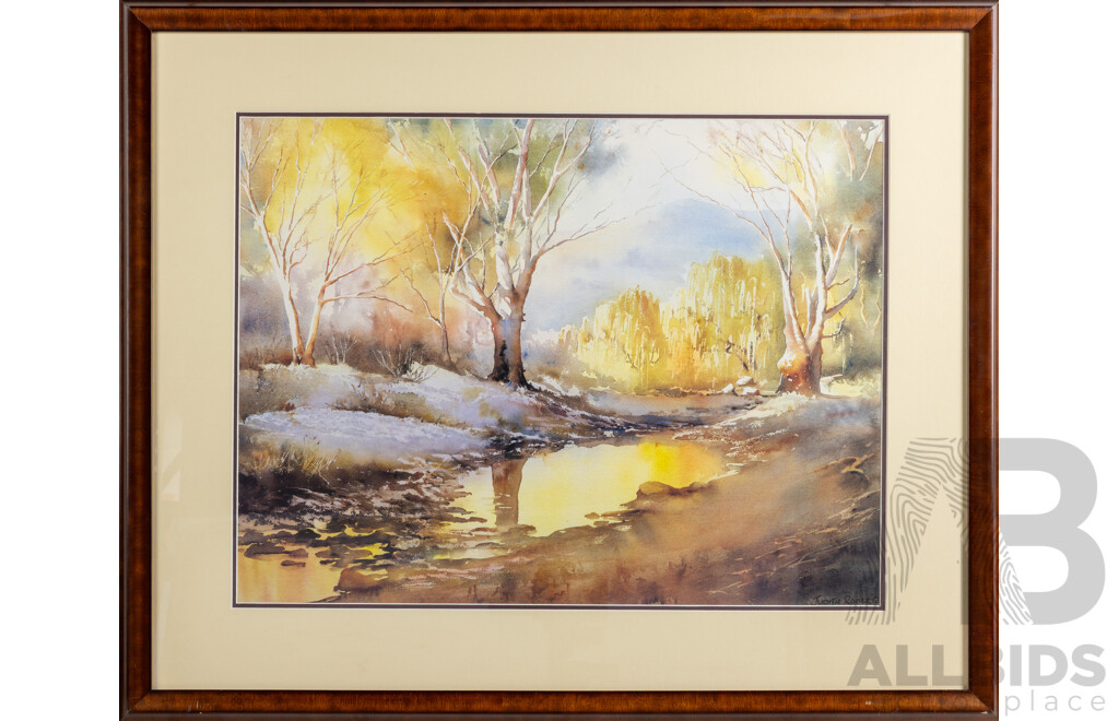 Judith Roberts, (20th Century, Australian, 1932-2022), Morning Reflections, Reproduction Print after Original Watercolour, 64 x 78 cm (frame)