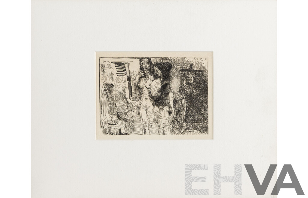 Pablo Picasso, (19/20th Centuries, Spanish-Born French, 1881-1973),  La Celestine (1968-69), Etching, 9 x 12 cm (image)