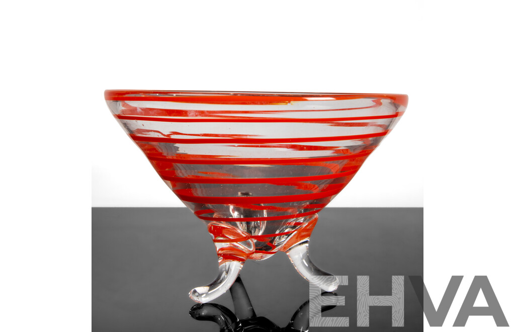 Tri-footed Art Glass Bowl by Mark Thiele, Australia
