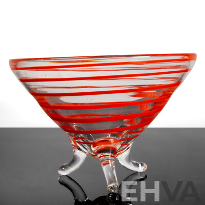 Tri-footed Art Glass Bowl by Mark Thiele, Australia