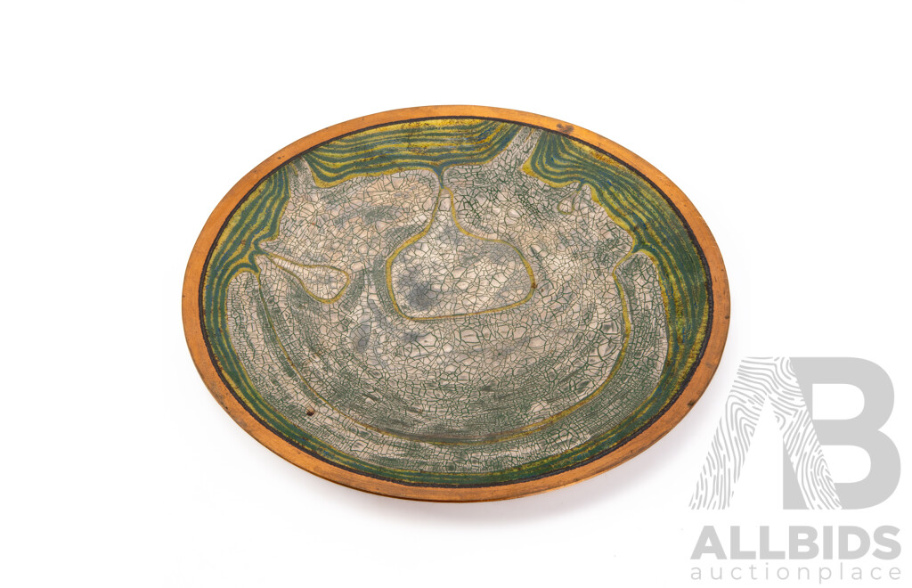 Vintage Copper and Enamel Shallow Dish