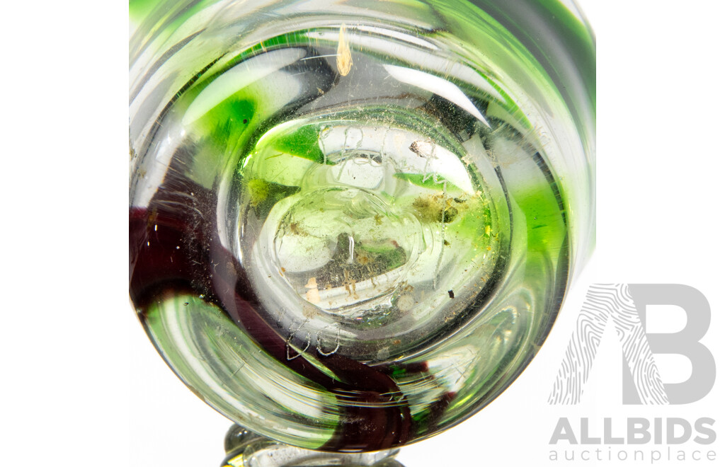 Small Art Glass Bud Vase by Peter Docherty and Smaller Example