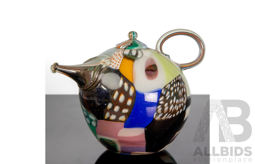 Modern Teapot Form Art Glass Sculpture