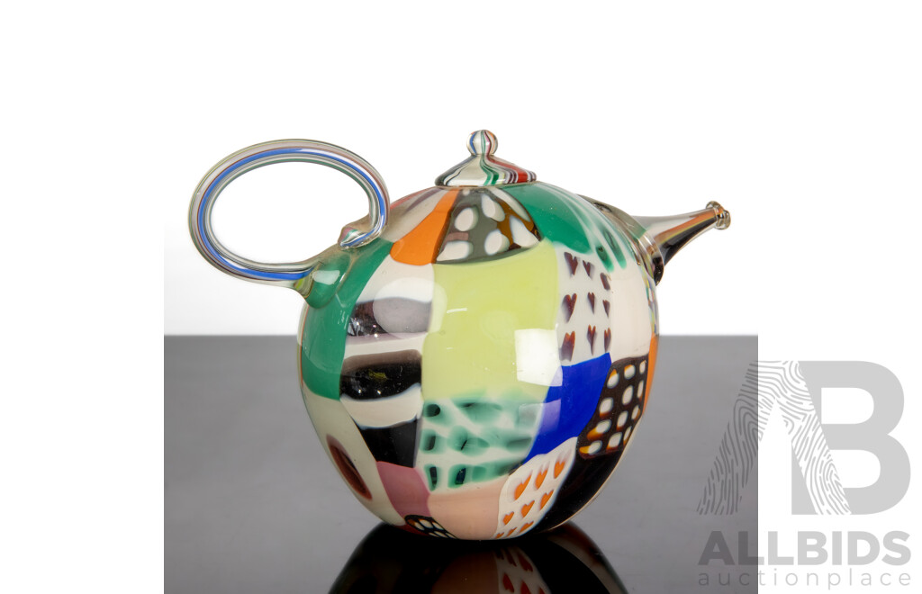 Modern Teapot Form Art Glass Sculpture