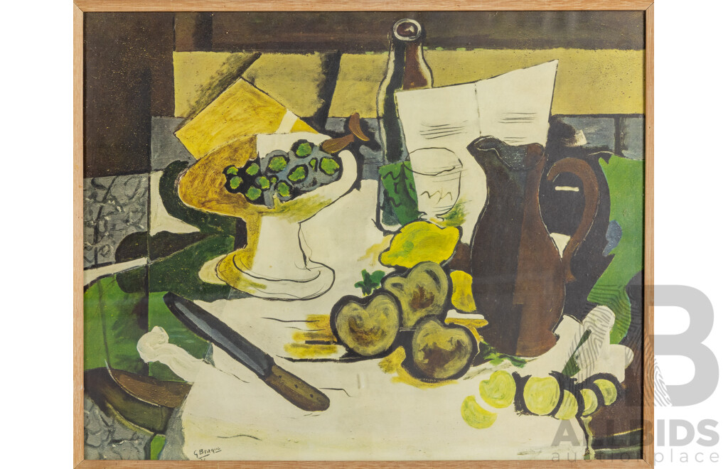 Georges Braque (19/20th Centuries, French, 1882-1963), Nature Morte [Still Life], Vintage Colour Print After Original,  47 x 58 cm (frame)