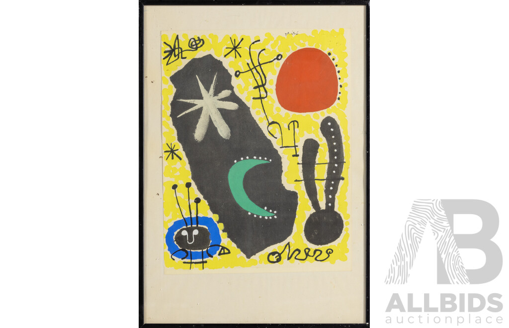 Joan Miró, (19/20th Centuries, Spanish, 1893-1983), Papier Colle (Or Mars), Vintage Stencil Print (Pochoir) (1956), 43 x 30 cm (frame)
