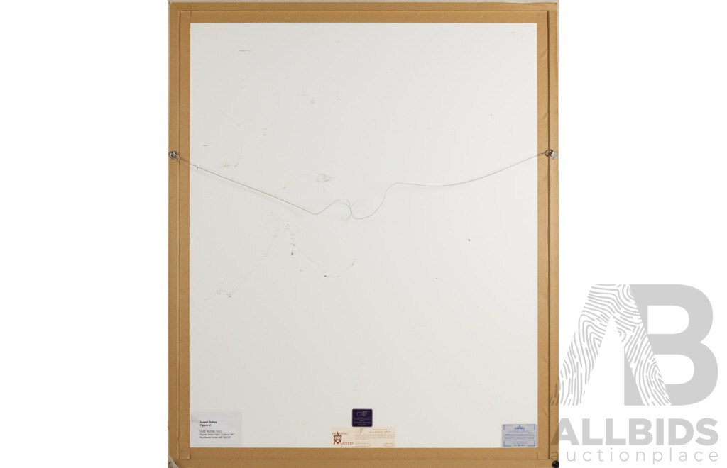 Jasper Johns 'Figure 4' 1968 Black Numeral Series Lithograph Signed 69/70 Large Framed Print 103 x 86 cm