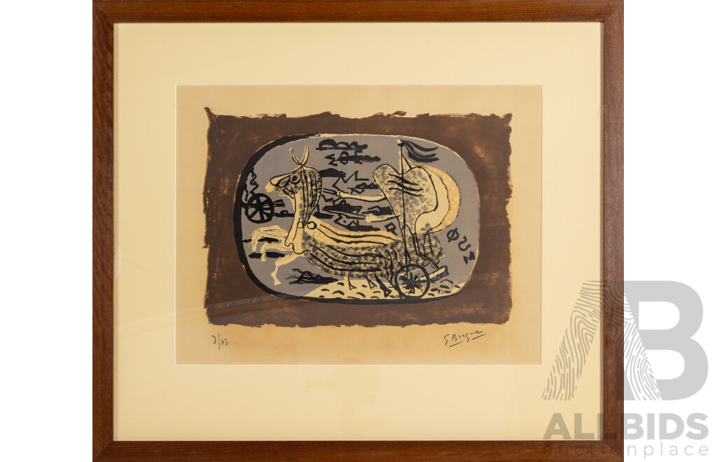 Georges Braque (19/20th Centuries, French, 1882-1963), Phaeton, Char I (Vallier 26) (1945), Original Colour Lithograph,  64 x 74 cm (frame)