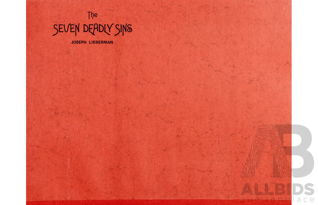 Joseph A. Lieberman (20th Century, American-Born Australian, 1947-), the Seven Deadly Sins, Really Interesting Portfolio with Folder of Seven Editioned & Signed Vintage Lithographs, 58 x 46 and 46 x 58 cms (7)