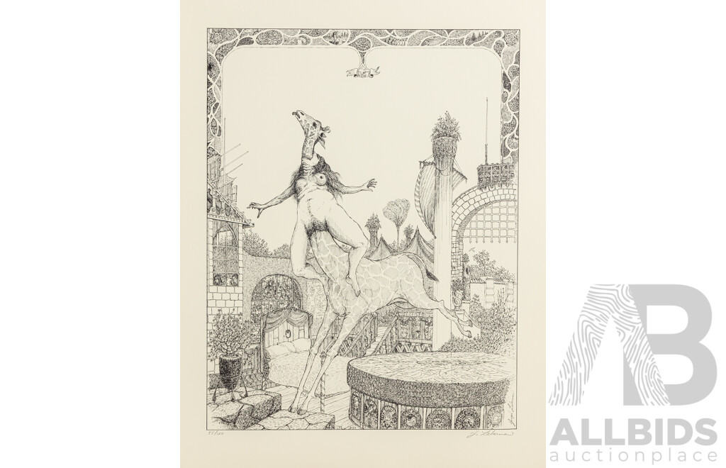 Joseph A. Lieberman (20th Century, American-Born Australian, 1947-), the Seven Deadly Sins, Really Interesting Portfolio with Folder of Seven Editioned & Signed Vintage Lithographs, 58 x 46 and 46 x 58 cms (7)