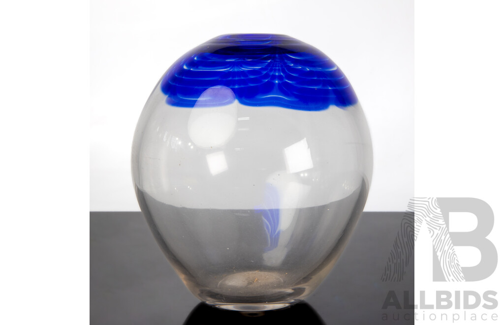 Lenora Glass Industries Clear Glass Vase with Blue Highlights