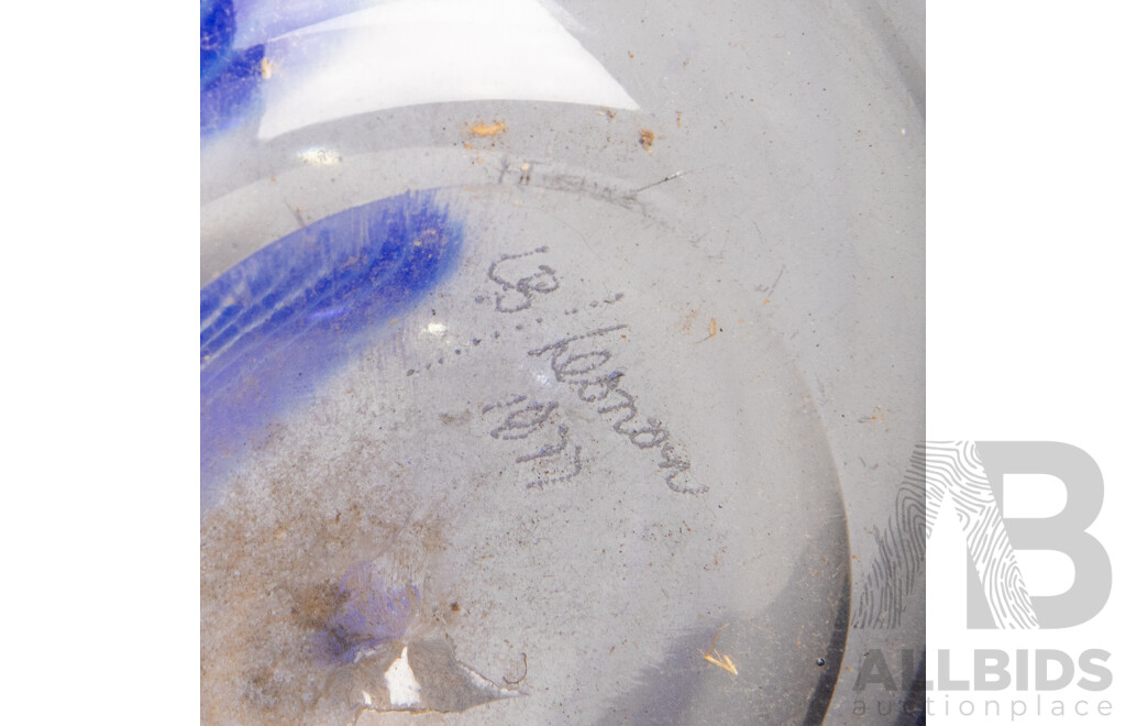 Lenora Glass Industries Clear Glass Vase with Blue Highlights