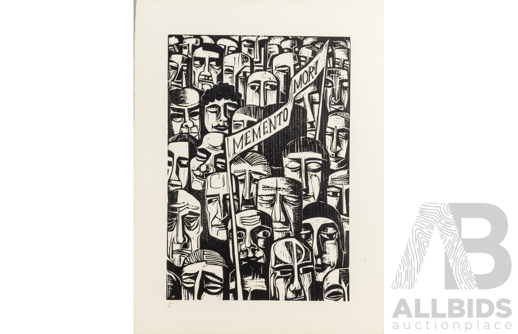 Werner Rosenbusch, (20th Century, German, 1924-2016), Totentanz (Death), Woodcut Cycle, Twelve Original Woodcuts on Copperplate in Original Portfolio Folder, 54 x 40 & 40 x 54 cm (sheets) (12)