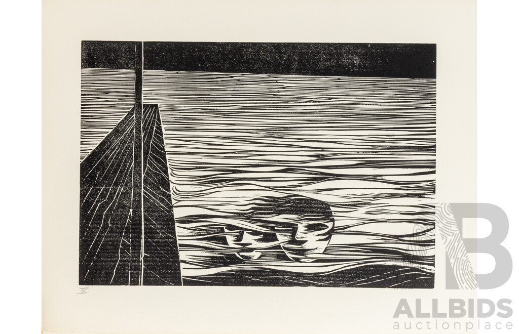 Werner Rosenbusch, (20th Century, German, 1924-2016), Totentanz (Death), Woodcut Cycle, Twelve Original Woodcuts on Copperplate in Original Portfolio Folder, 54 x 40 & 40 x 54 cm (sheets) (12)