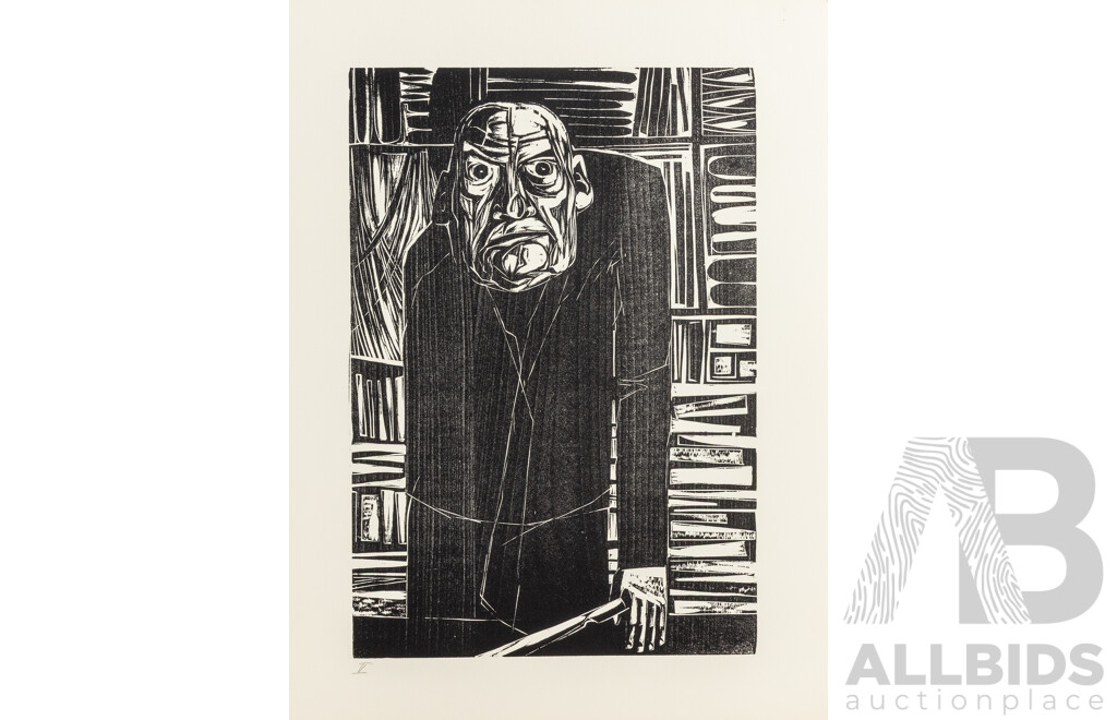 Werner Rosenbusch, (20th Century, German, 1924-2016), Totentanz (Death), Woodcut Cycle, Twelve Original Woodcuts on Copperplate in Original Portfolio Folder, 54 x 40 & 40 x 54 cm (sheets) (12)